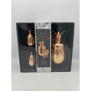 Silver One Stainless Steel Pineapple Drink Set Tumbler and 2 Shot Glasses